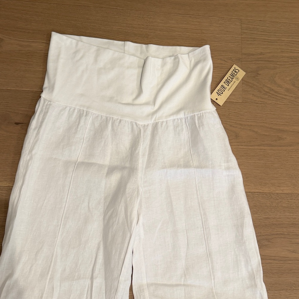 Women's Wide Leg White Pants - Picture 2 of 4
